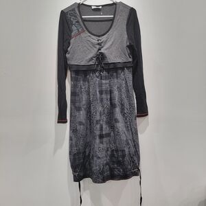 Dzhavael Chic Black and Gray Long Sleeve Dress